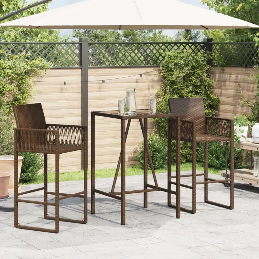 barna polyrattan kültéri bárasztal 70 x 70 x 110 cm