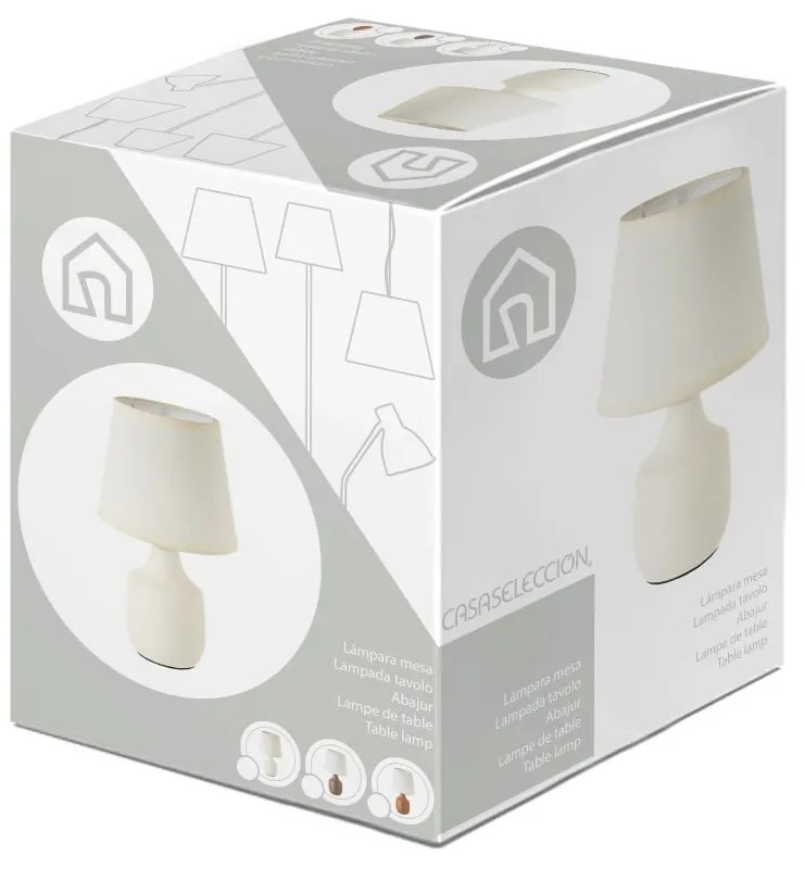Fehér-krémszínű kerámia asztali lámpa textil búrával (magasság 24 cm) – Casa Selección
