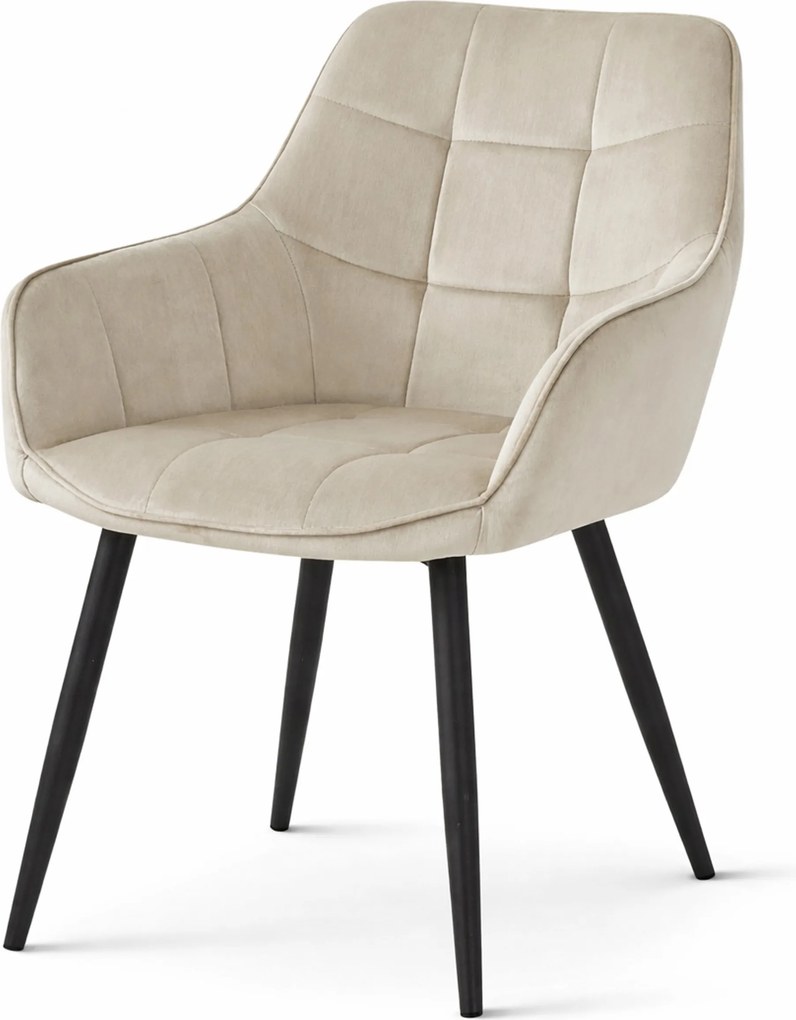 Étkezőfotel VARSI VELVET fekete lábakkal, bézs