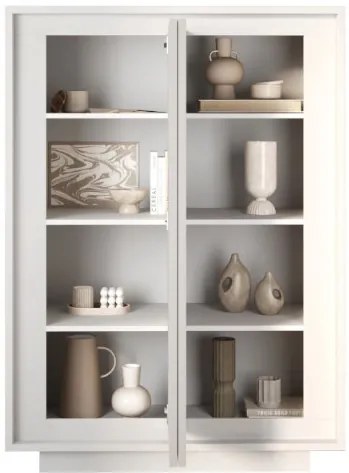 SKY 2.0 magas komód, 2 ajtóval, fehér matt lakkozott vázzal és előlapokkal