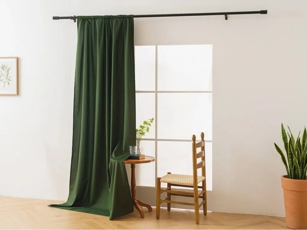 Függöny OXFORD LIGHT 140x270 cm, sötétzöld Felfüggesztés: Hullámos sínszalag