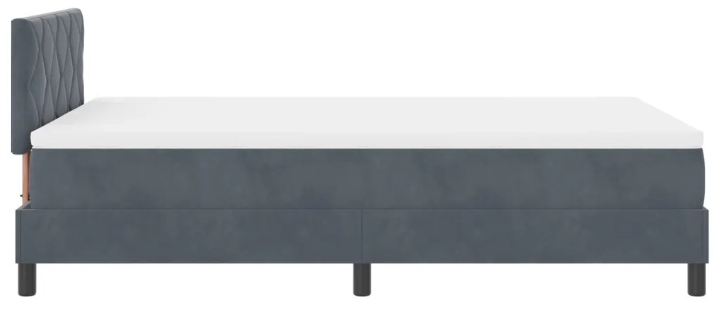 Boxspring Ágy Matrac+LED Sötétszürke 120x200 cm Bársony