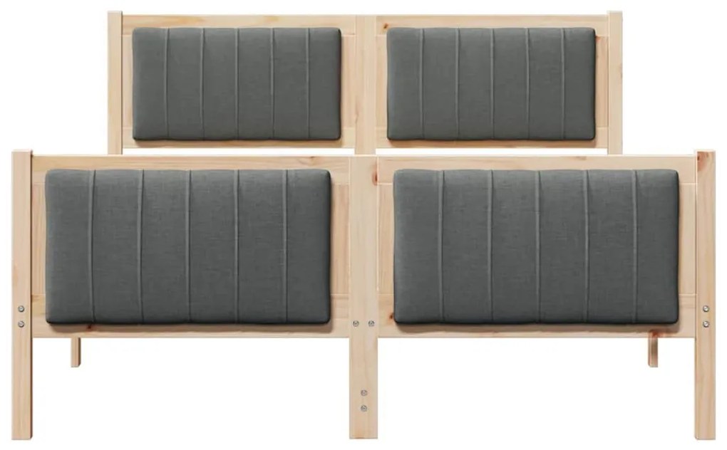 Ágykeret barna és sötétszürke 140 x 190 cm Tömör fenyőfa