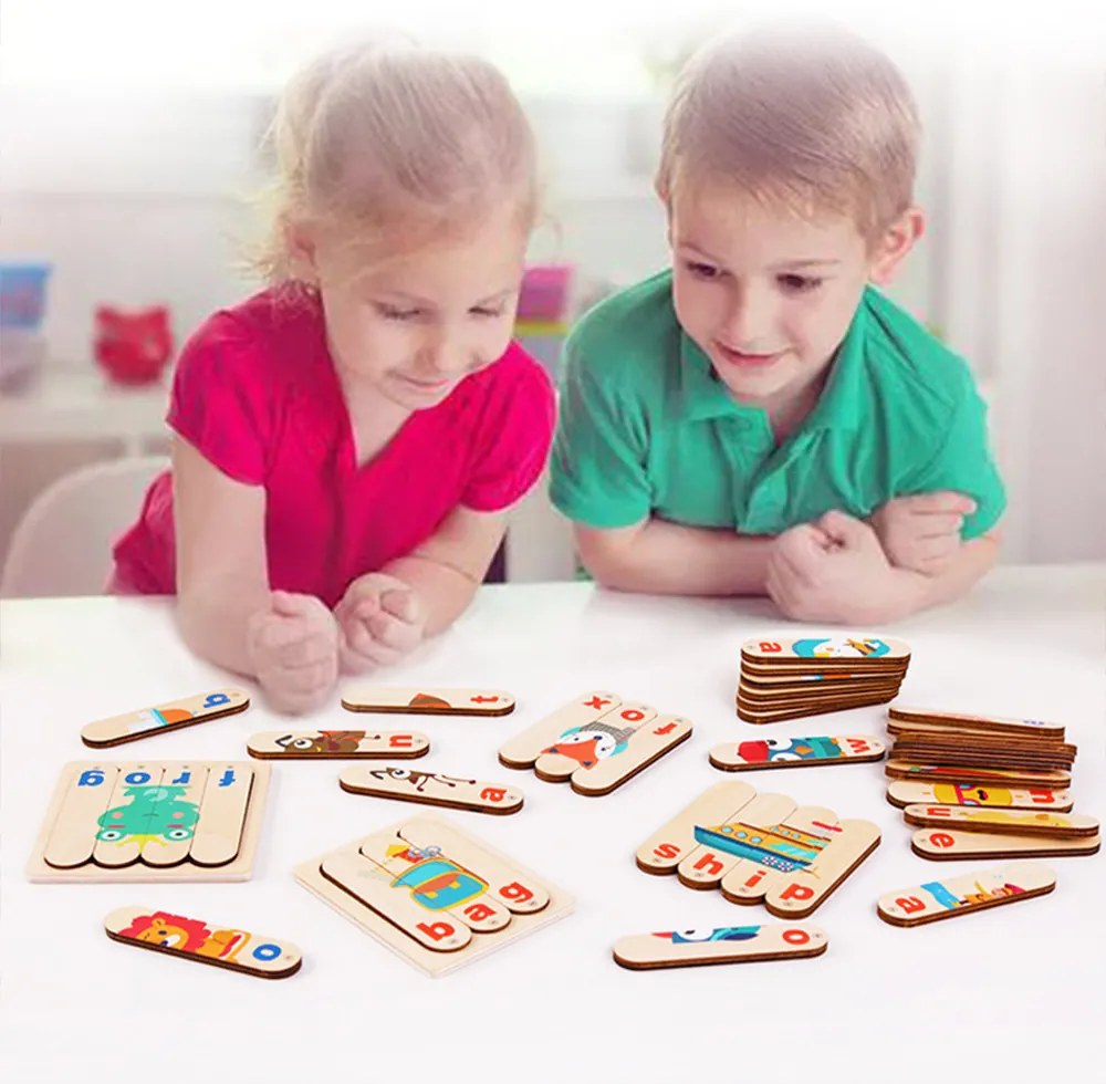 Angol tanuló puzzle oktató fajáték