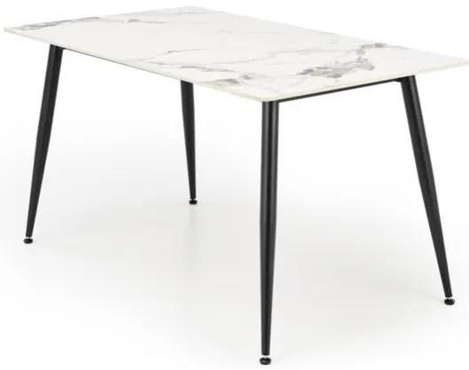 EMILIO 140 cm asztal, fehér márvány asztallappal, fekete lábakkal
