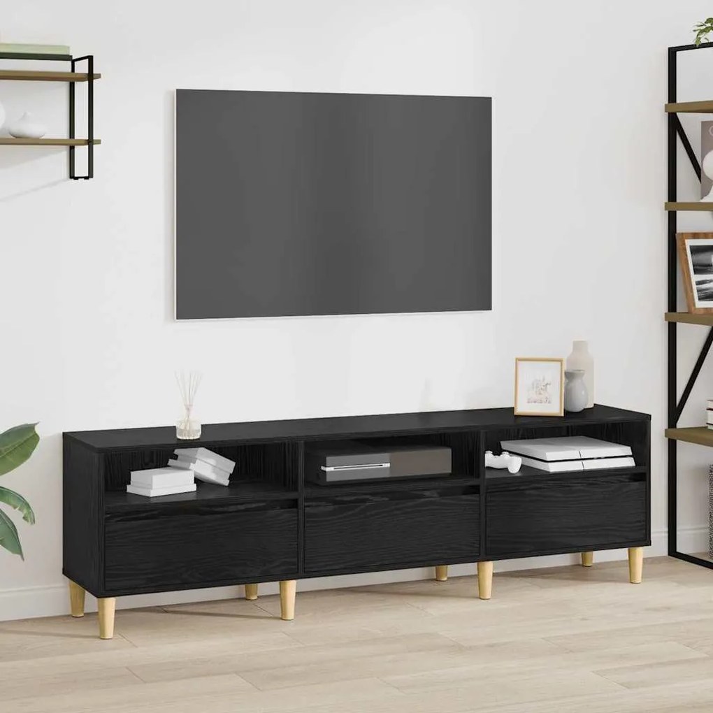 TV szekrény fiókkal Musta tammi 150 x 30 x 45 cm Faanyag