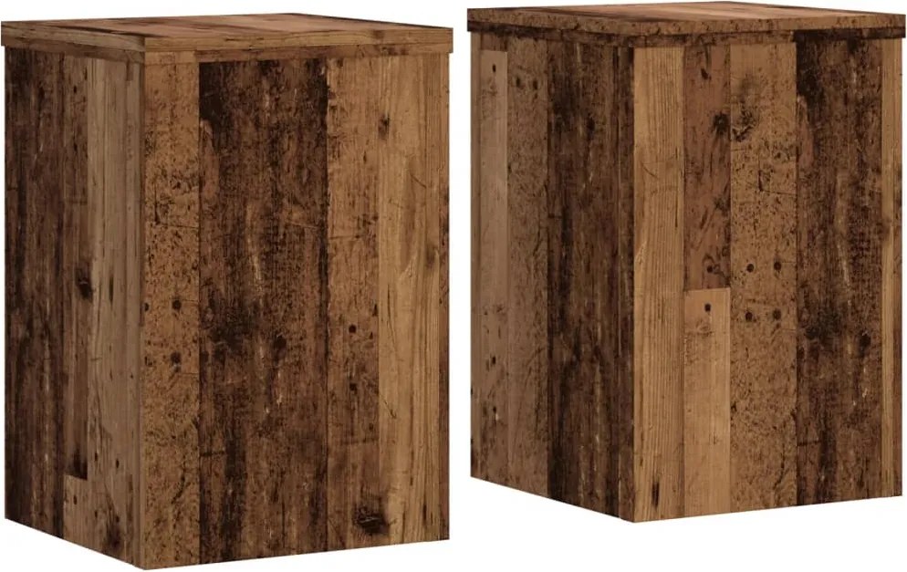 vidaXL 2 db antik fa színű szerelt fa növénytartó állvány 25x25x35 cm