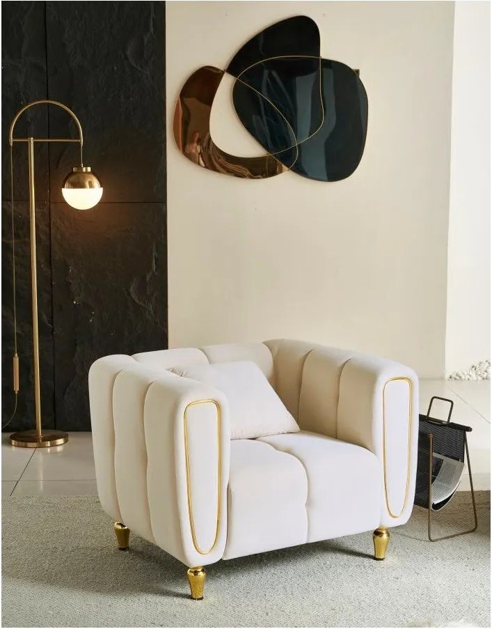 Krémszínű bársony fotel Alma – Mauro Ferretti