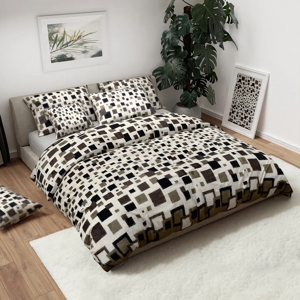 Mikroplüss ágyneműhuzat LUXOR fehér-szürke Ágyneműhuzat mérete: 70 x 90 cm | 140 x 200 cm