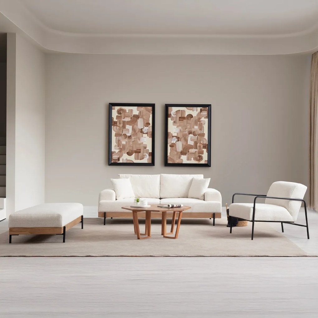 Eti Oak Pouffe White kárpitozott pad