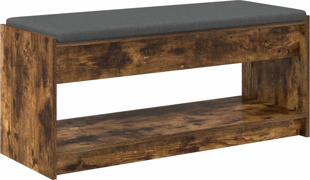 vidaXL Előtér pad Füstölt Tölgy 103 x 38 x 45 cm Műanyag Fa és Szövet