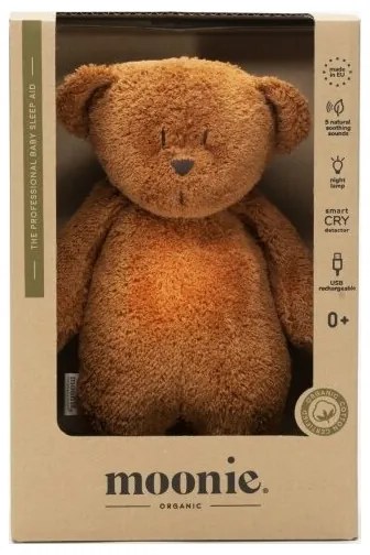 Moonie - Snuggle buddy dallammal és világítással medvebocs 2.0 organic caramel