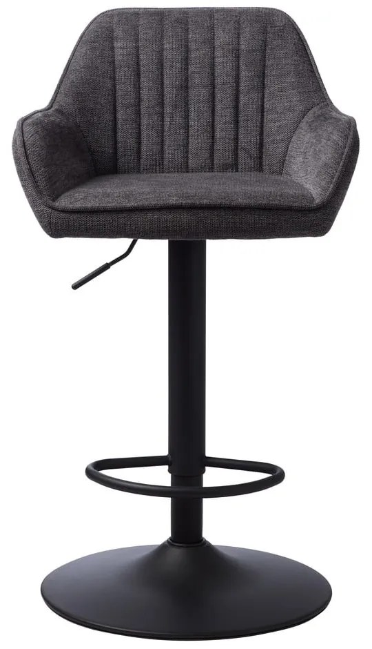 Sötétszürke kárpitozott állítható magasságú-karfás bárszék (ülésmagasság 65 cm) Nolan – Unique Furniture