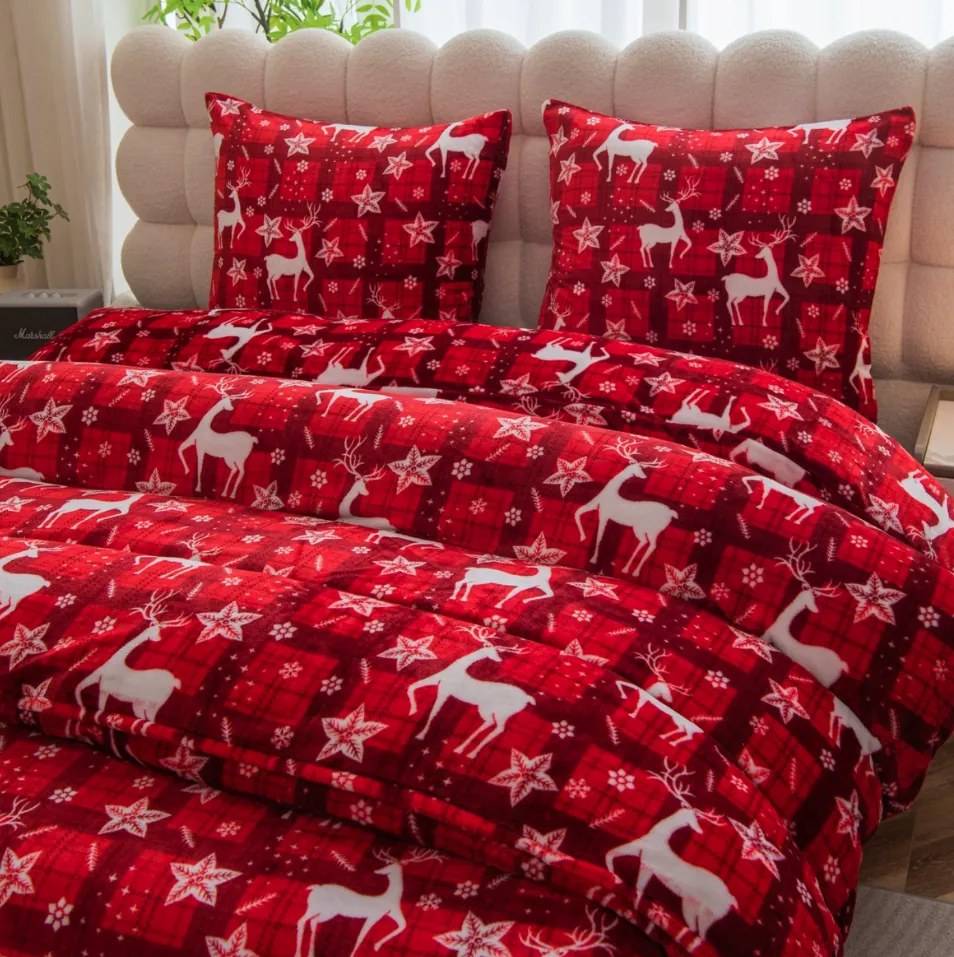 Mikroplüss ágyneműhuzat VELVET CHRISTMAS piros Ágyneműhuzat mérete: 70 x 90 cm | 140 x 200 cm