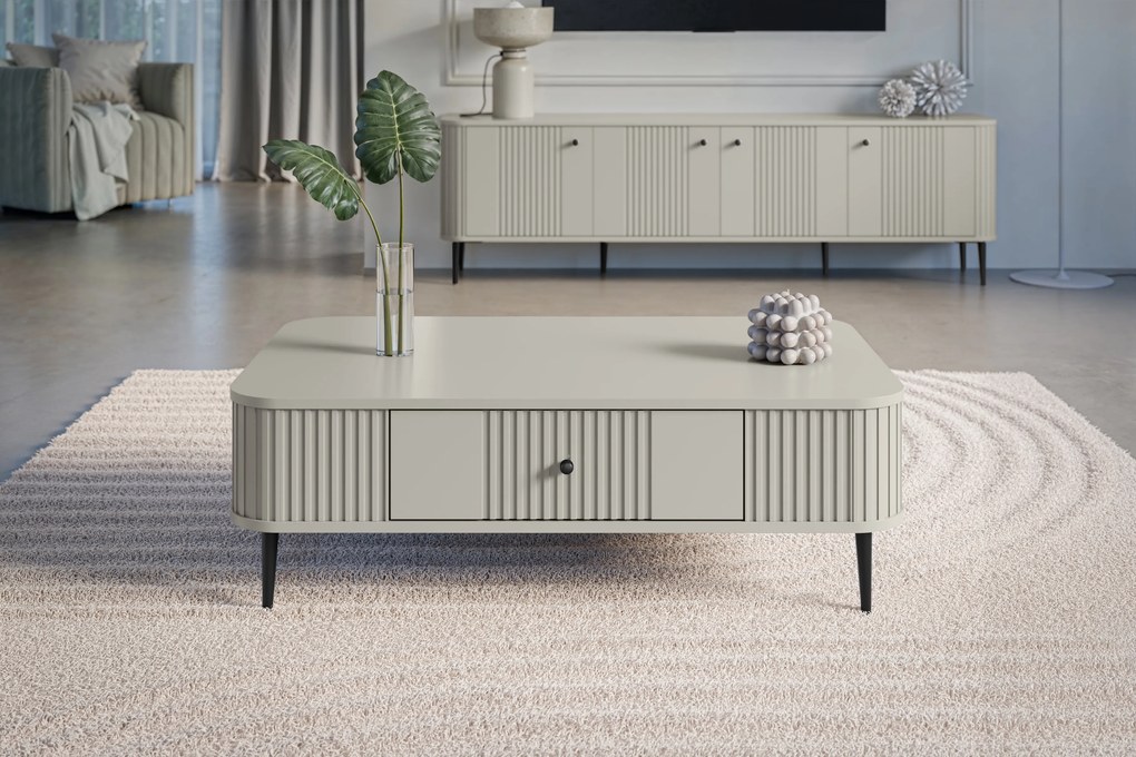 Vesper dohányzóasztal 103x60 cm fiókkal - kasmír / fekete lábak