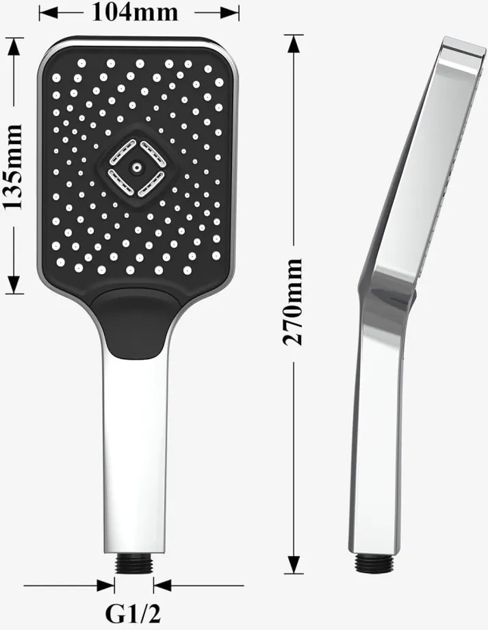 Caldo Freddo Zuhanyrendszer - CSAPTELEPPEL - szögletes - fejzuhany, zuhanyfej, gégecső - GUNMETAL