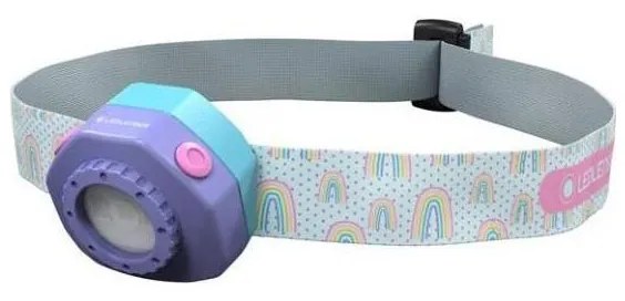 Ledlenser KIDLED4R RAINBOW-LED – fényerőszabályozható, újratölthető gyerek fejlámpa, LED, IPX4, 40 lm, 18 óra, lila