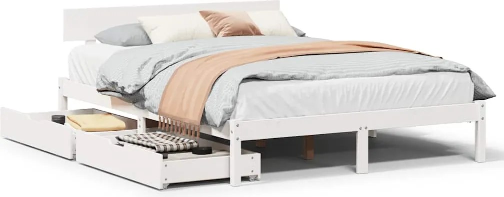 vidaXL fehér tömör fenyőfa ágy matrac nélkül 150 x 200 cm