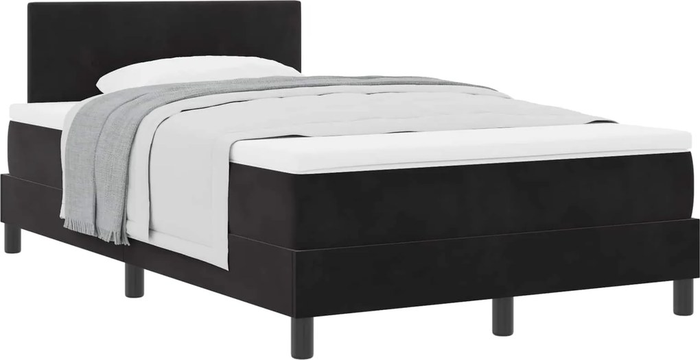 vidaXL Boxrugós ágy matracmal fejtámlával Fekete 120 x 190 cm Bársony