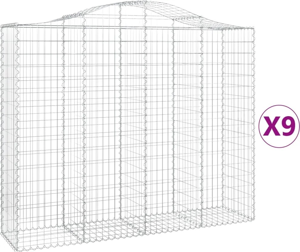 vidaXL 9 db íves horganyzott vas gabion kosár 200x50x160/180 cm