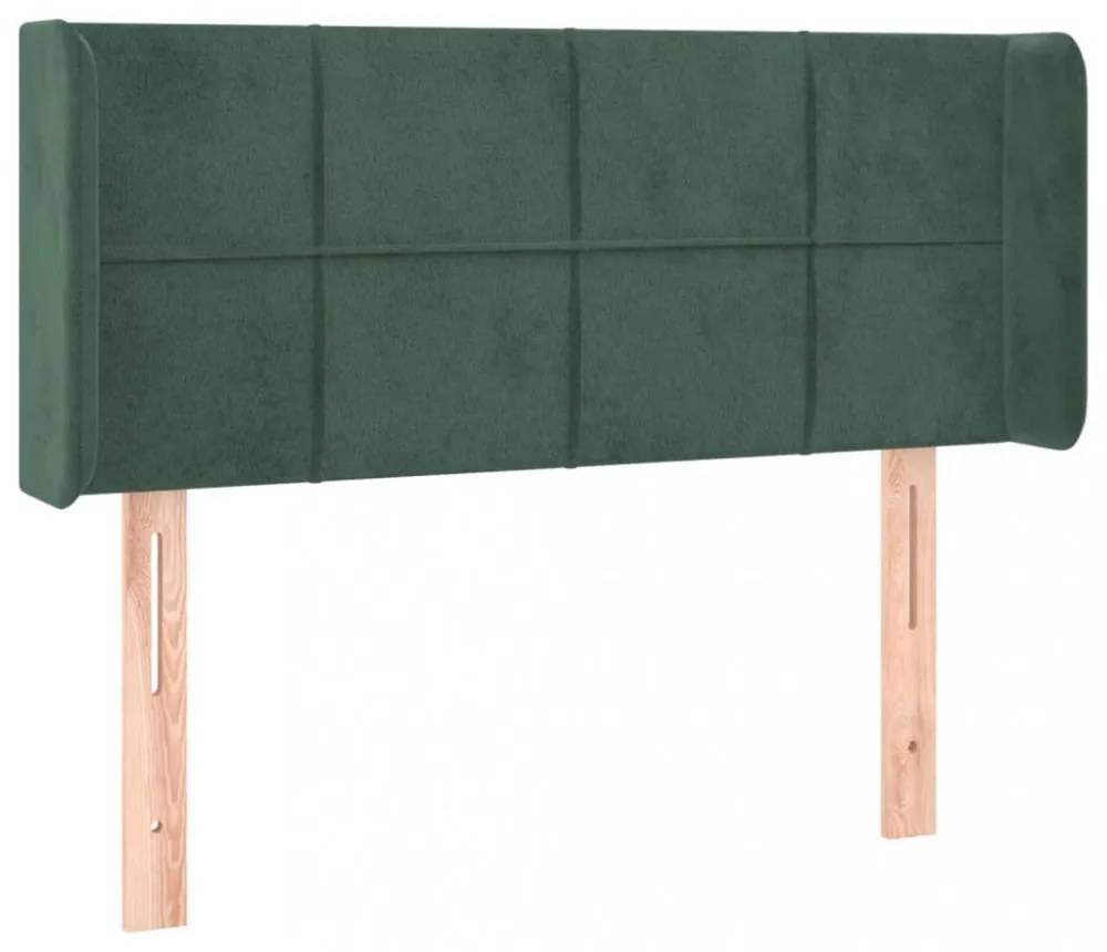 sötétzöld bársony LED-es fejtámla 93 x 16 x 78/88 cm