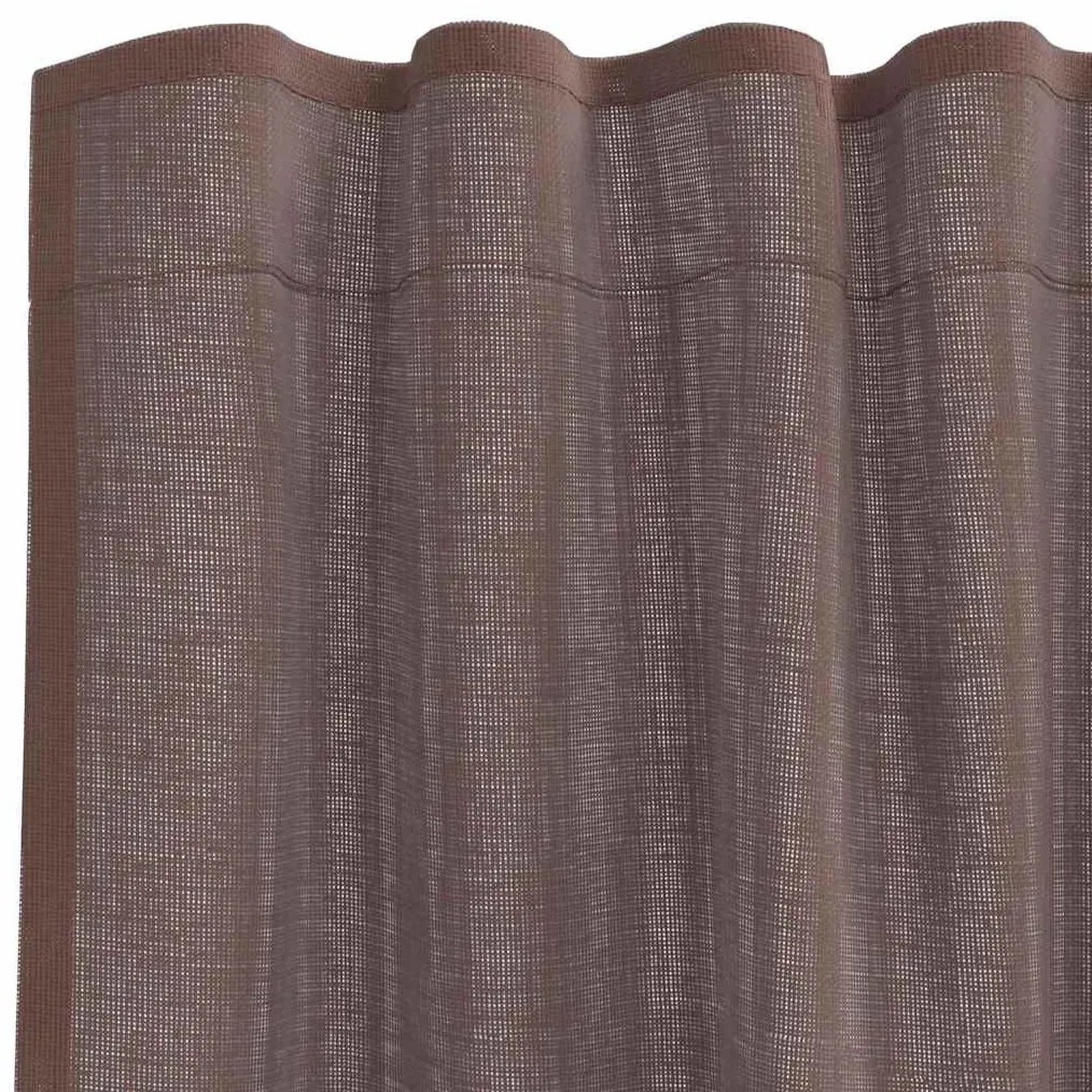 2 db barna voile függönyök rúd zsebekkel