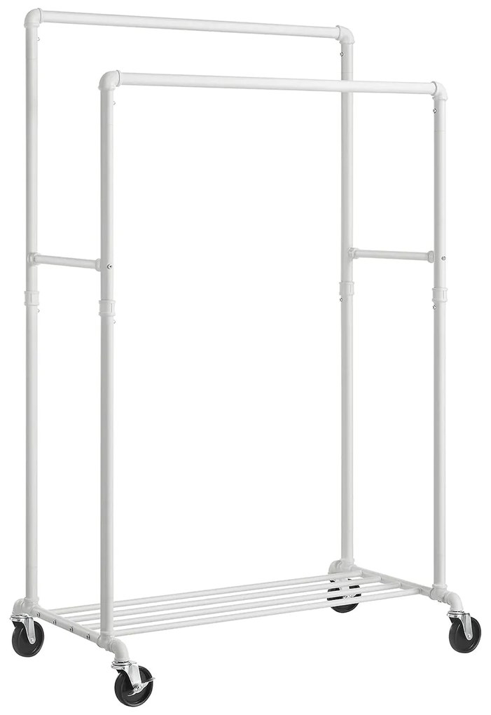 Dupla ruhatartó állvány, kabáttartó, fehér