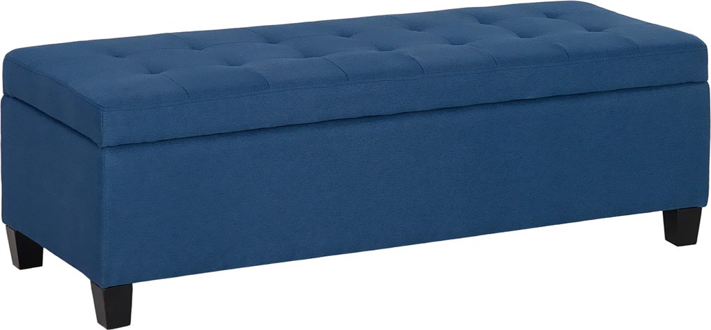 HOMCOM Kárpitozott Tároló Pad Tároló Puff Fülekkel a Nappaliba, Előszobába, Hálószobába 120 kg Teherbírás 125x49x41.5 cm Kék | Aosom