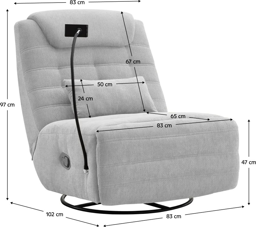 Luxus forgó fotel, hintafotel, világosszürke, UMBRO