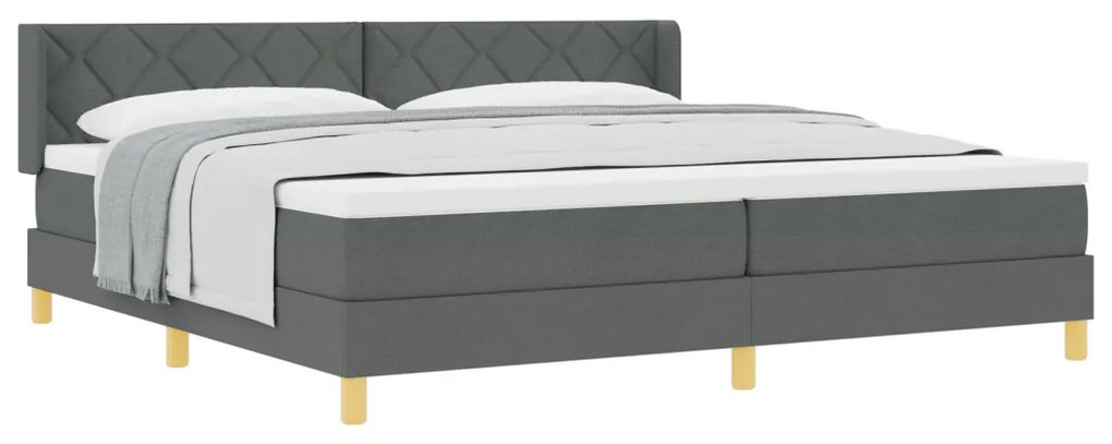 Boxspring ágy matraccal - Sötétszürke 200 x 200 cm - Textil