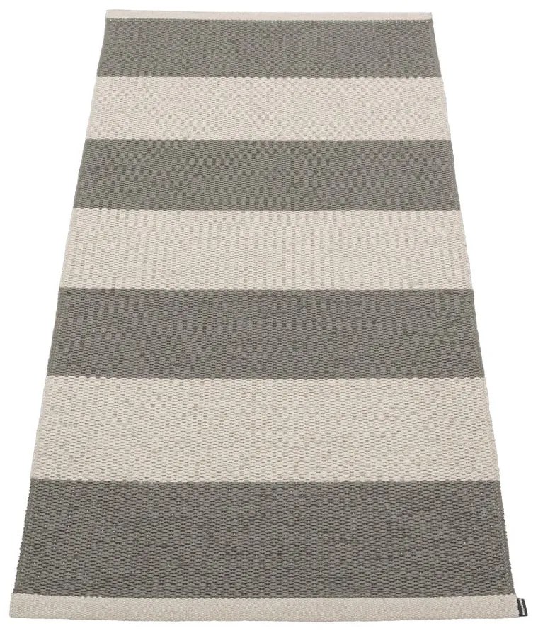 Antracitszürke-krémszínű kültéri-beltéri futószőnyeg 70x150 cm Bob Charcoal Linen – Pappelina