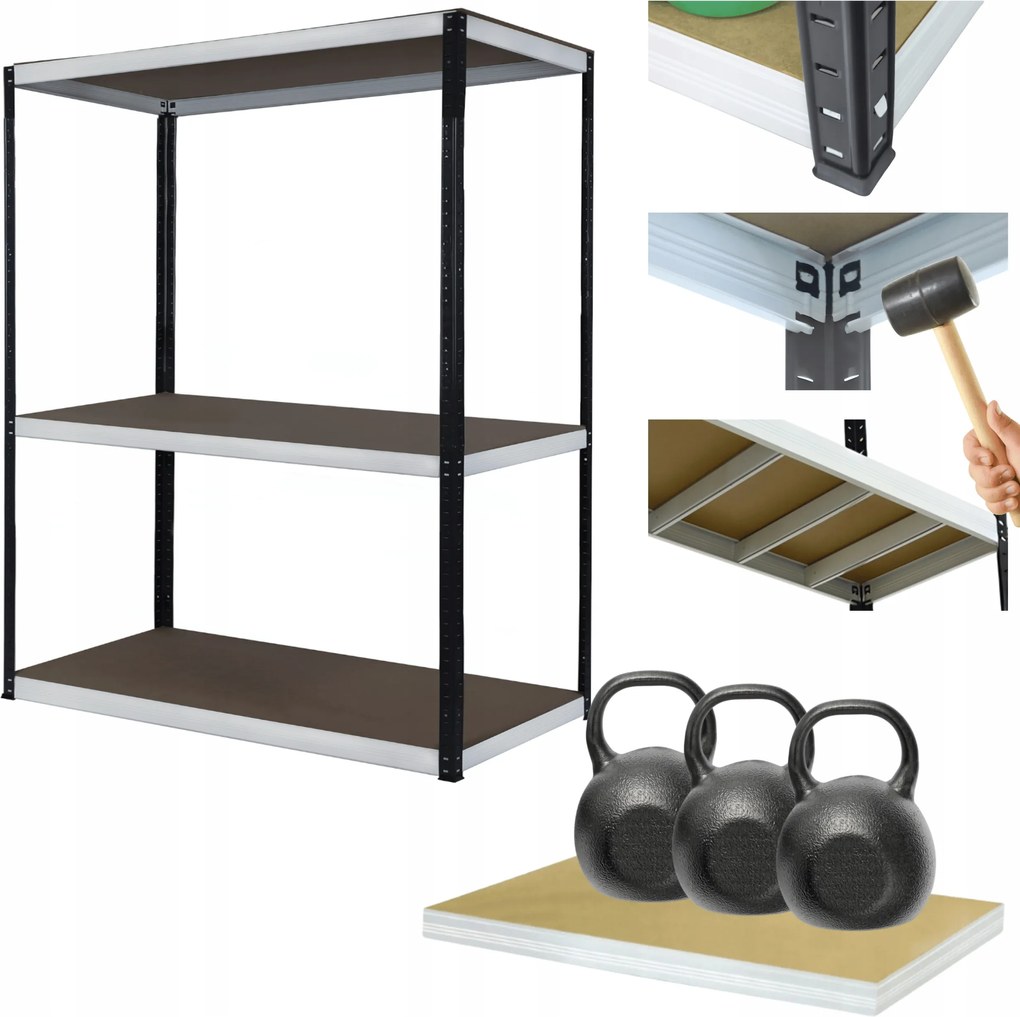 Tárolószekrény garázs fém állvány Helios 106x90x40cm 3Px350kg