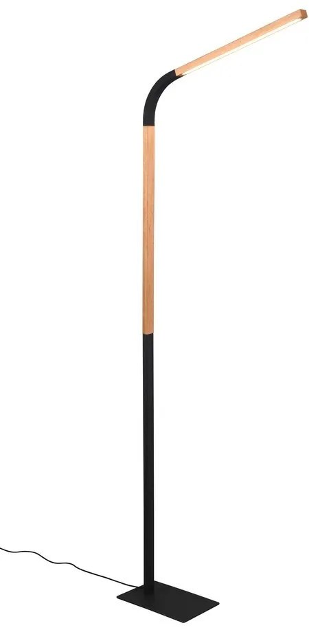 Fekete-natúr színű LED állólámpa fa búrával (magasság 169,5 cm) Norris – Trio