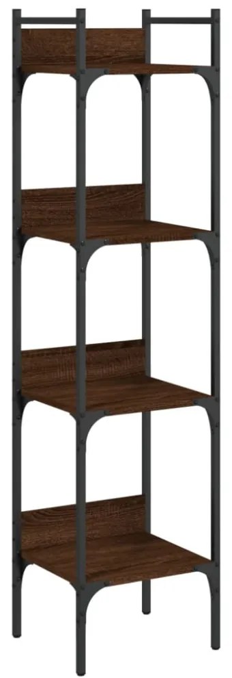 4 szintes barna tölgy szerelt fa könyvespolc 35 x 30 x 138,5 cm