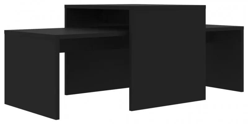 Fekete forgácslap dohányzóasztal szett 100 x 48 x 40 cm