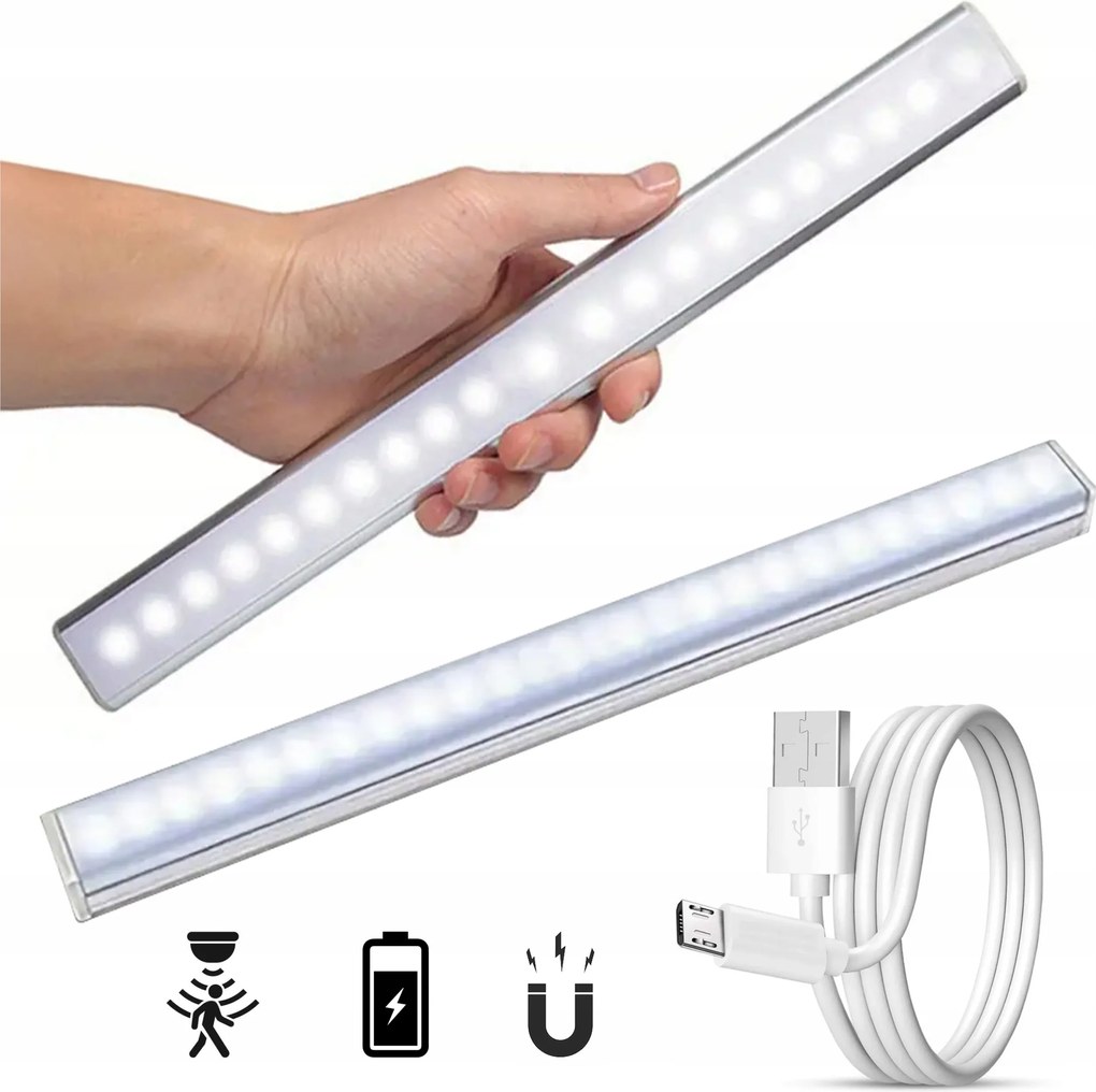 Led Usb Lámpa 50 CM Mozgásérzékelő Konyhaszekrény Alá Mágnes Meleg Fehér