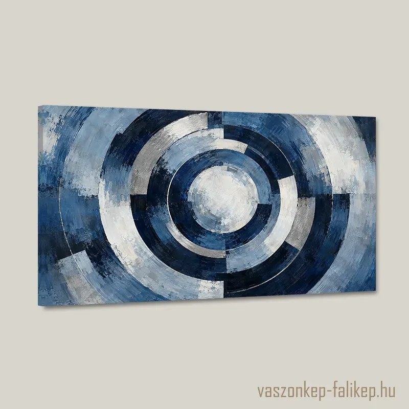 Kék Körök Csendje – Prémium Vászonkép 40x23 cm
