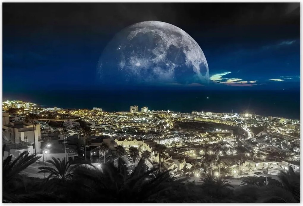 Poszterek 185x125 Hold a város felett Éjszaka