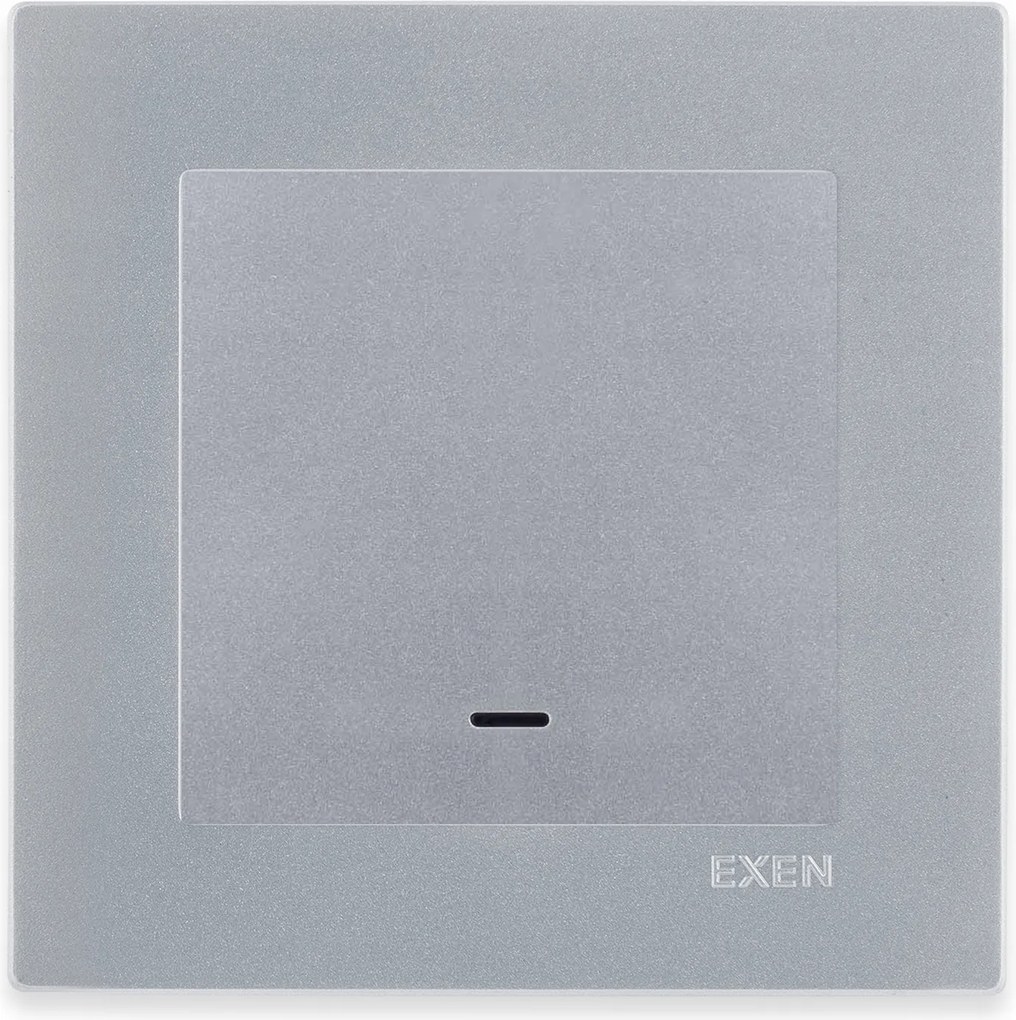 Exen Szimpla kapcsoló Led háttérvilágítással Ezüst kapcsoló +Ezüst keret