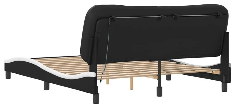 fekete és fehér ágykeret LED-ekkel matrac nélkül Hvar 160 x 200 cm