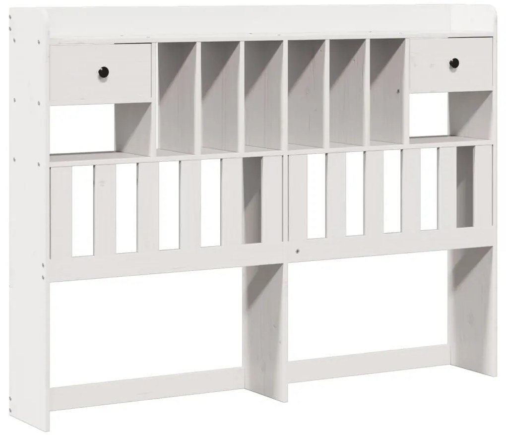 fehér tömör fenyőfa könyvespolcos ágy matrac nélkül 150x200 cm