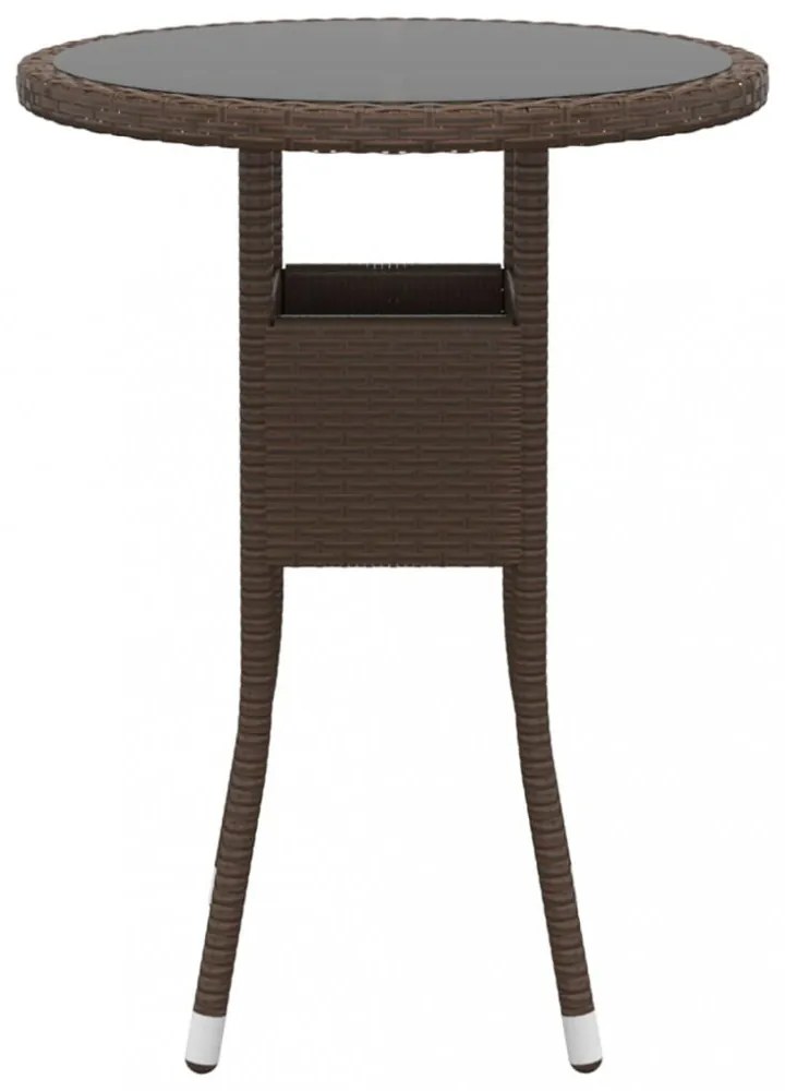 barna polyrattan és edzett üveg kerti asztal Ø60 x 75 cm