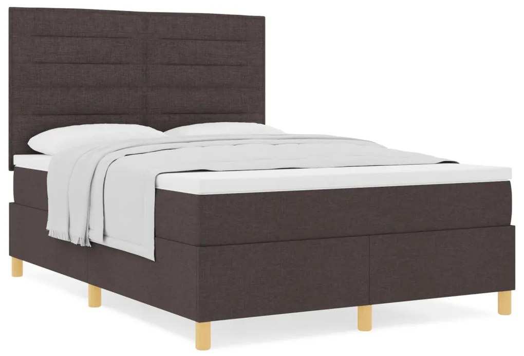 Box Spring Ágy Matrac Sötétbarna 140x200 cm Szövet