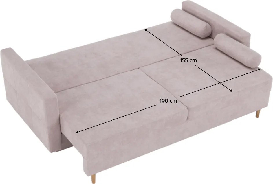 Szófa kinyitható, öregrózsaszín anyag Queens, AURELIA