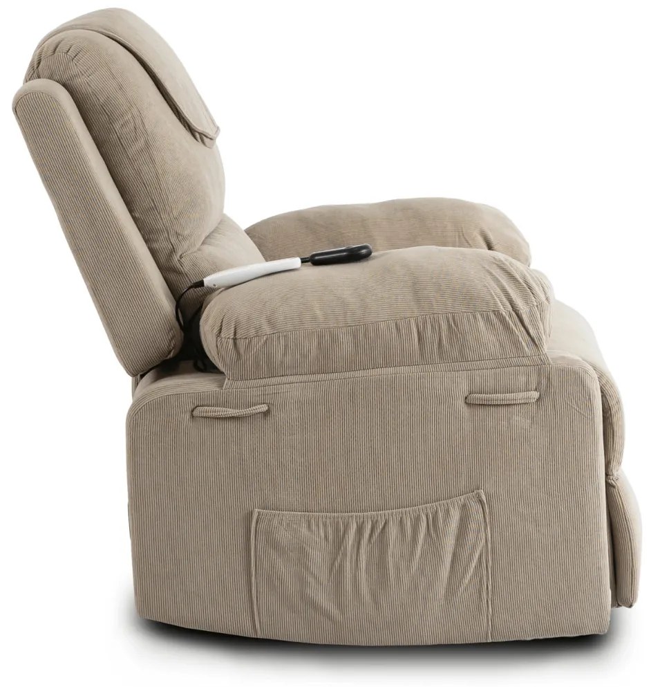 Elektromosan Vezérelhető Masszázsfunkciós Relaxfotel Bézs Színben, Felállást Segítő Funkcióval. FENIX