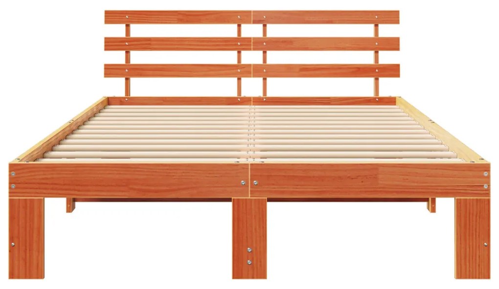 Tömör Fenyő Ágykeret Gyantázott barna Tömör fa 140 x 190 cm