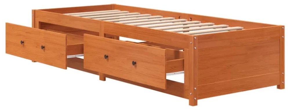 viaszbarna tömör fenyőfa kanapéágy matrac nélkül 90 x 190 cm