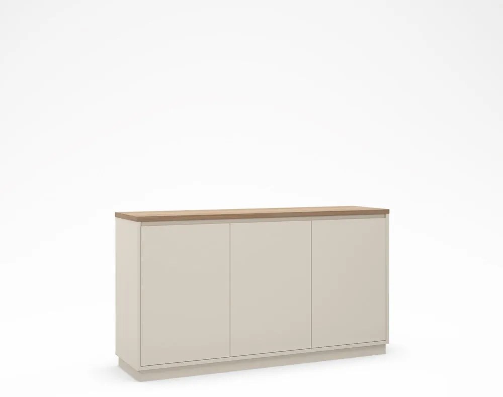 Bézs komód tölgyfa dekorral 152x84x40 cm Loreta – Marckeric
