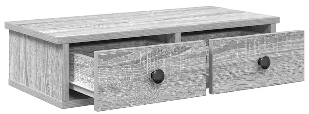 Falipolc fiókokkal szürke sonoma 60x28x15 cm műszaki fa