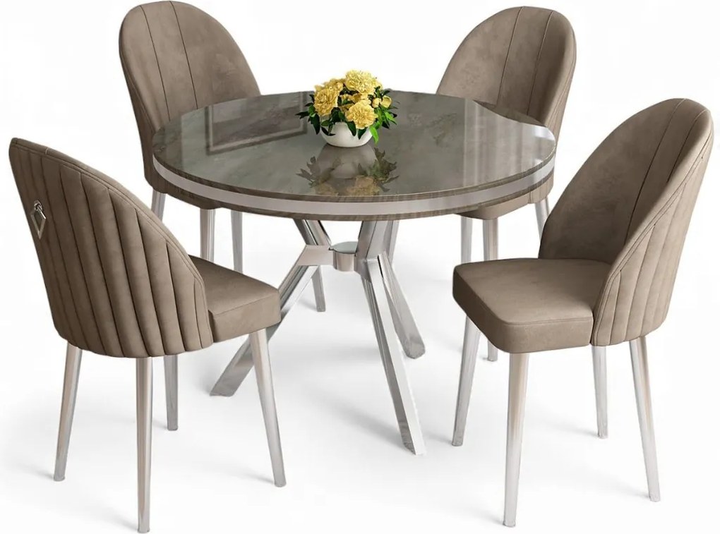 Mos étkezőgarnitúra, antracit-króm, 90 cm – TR240CHR2917